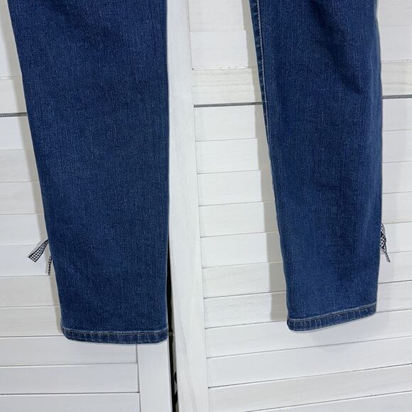 Talbots Jeans Size 8 Flawless Slim Ankle Lace Up Gingham - Picture 10 of 12
